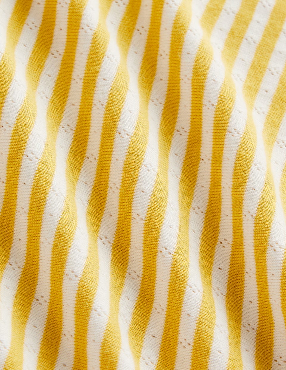Short Sleeve Pointelle Top - Daffodil Yellow/Soft Ivory