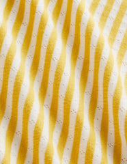 Short Sleeve Pointelle Top - Daffodil Yellow/Soft Ivory
