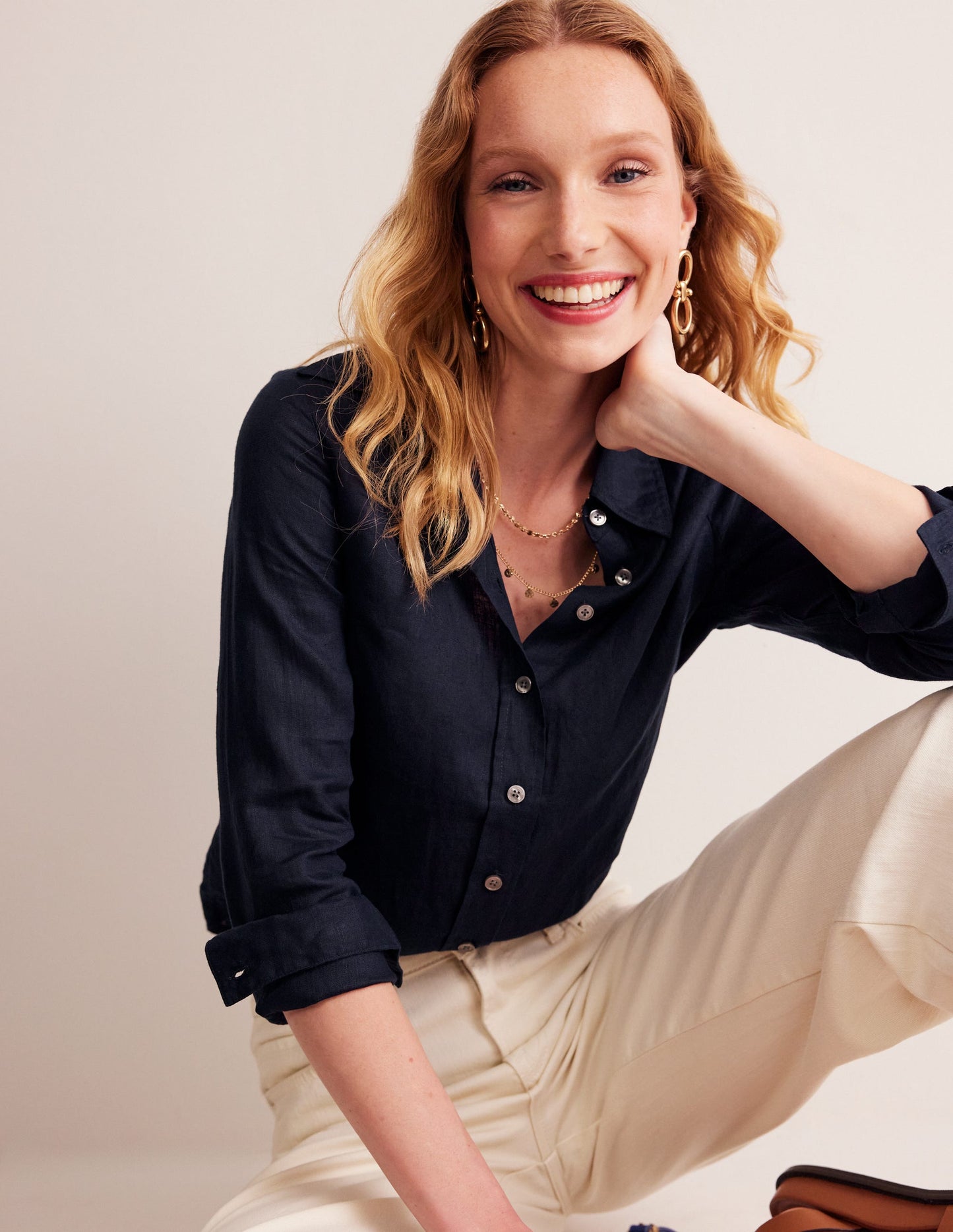Sienna Linen Shirt - Navy