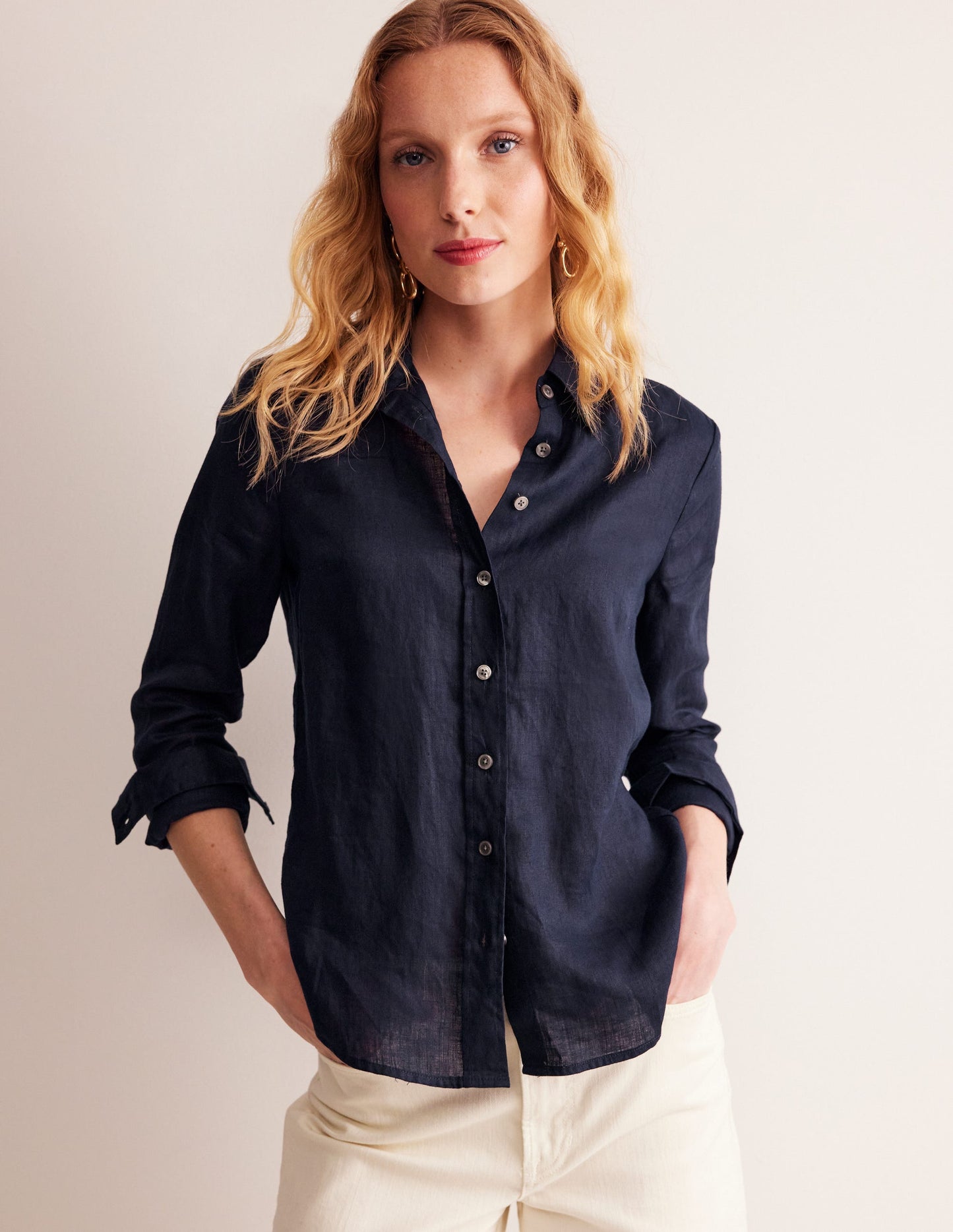 Sienna Linen Shirt - Navy