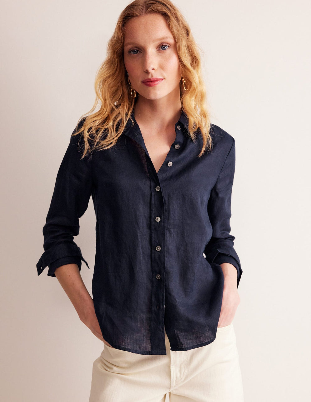 Sienna Linen Shirt - Navy