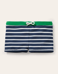 Swim Trunks - Navy Blue/White