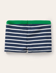 Swim Trunks - Navy Blue/White