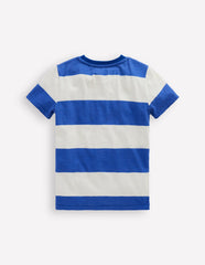 Everyday Short Sleeve T-shirt - Bright Blue /Soft Ivory Stripe