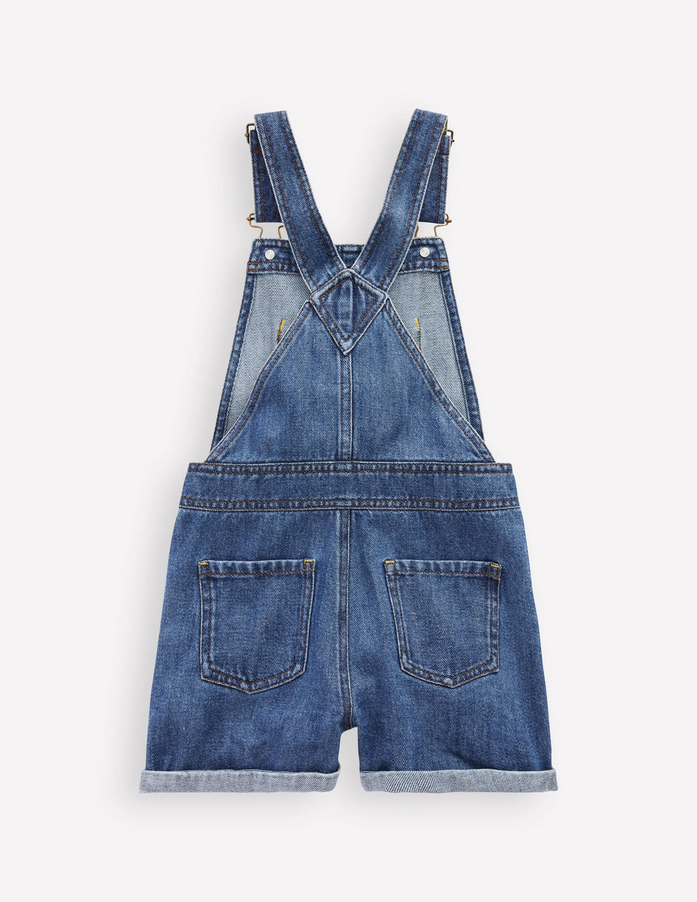 Heart Pocket Short Overalls - Vintage Embroidered Daisy