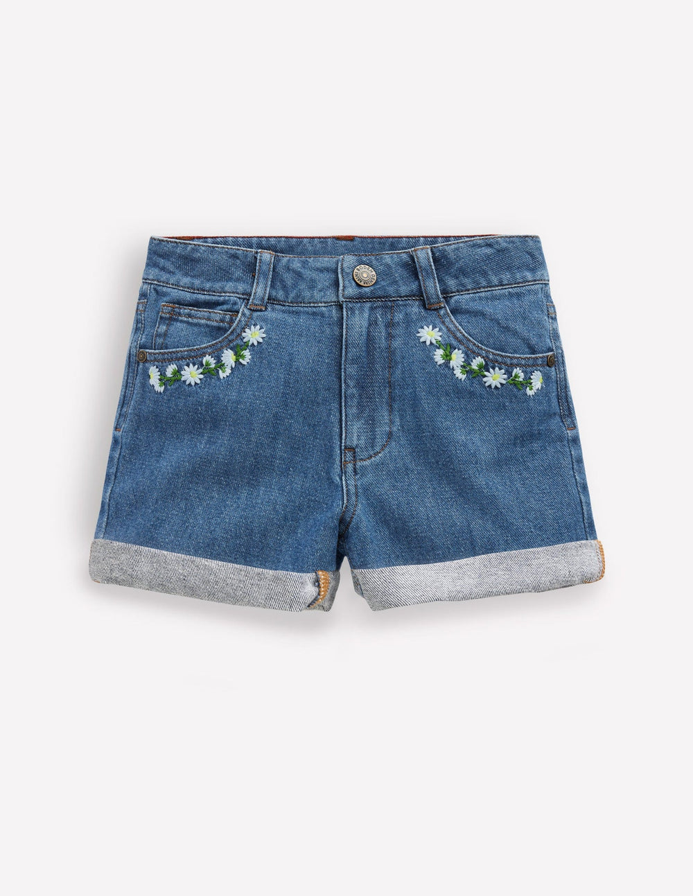 Denim Shorts - Vintage Embroidered Daisy