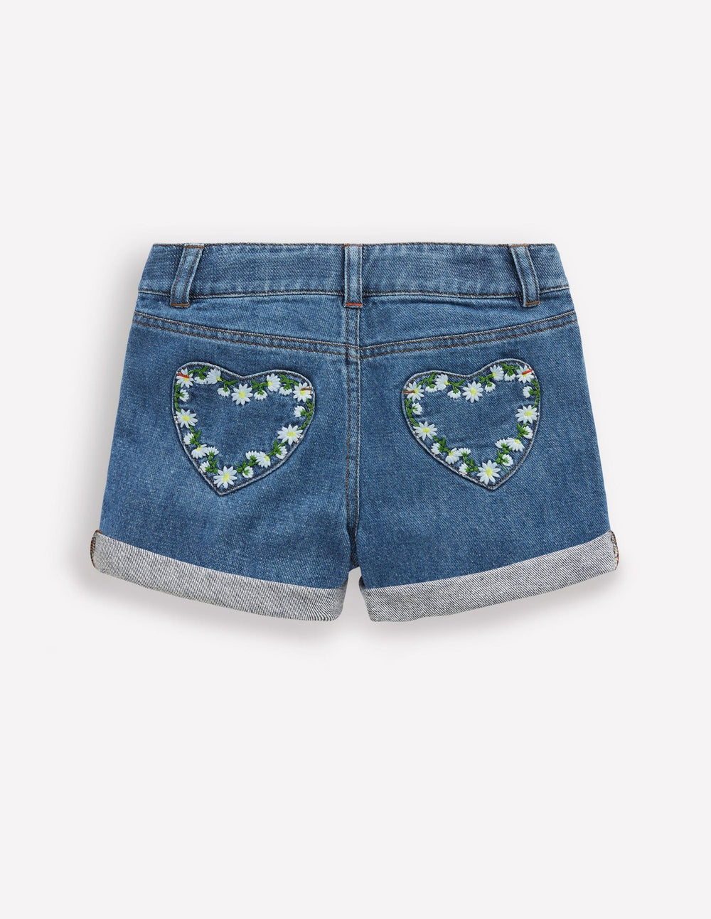 Denim Shorts - Vintage Embroidered Daisy