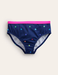 Patterned Bikini Bottoms - Navy Rainbow Confetti Spot