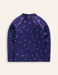 Sun Safe Patterned Rash Vest - Navy Rainbow Confetti Spot