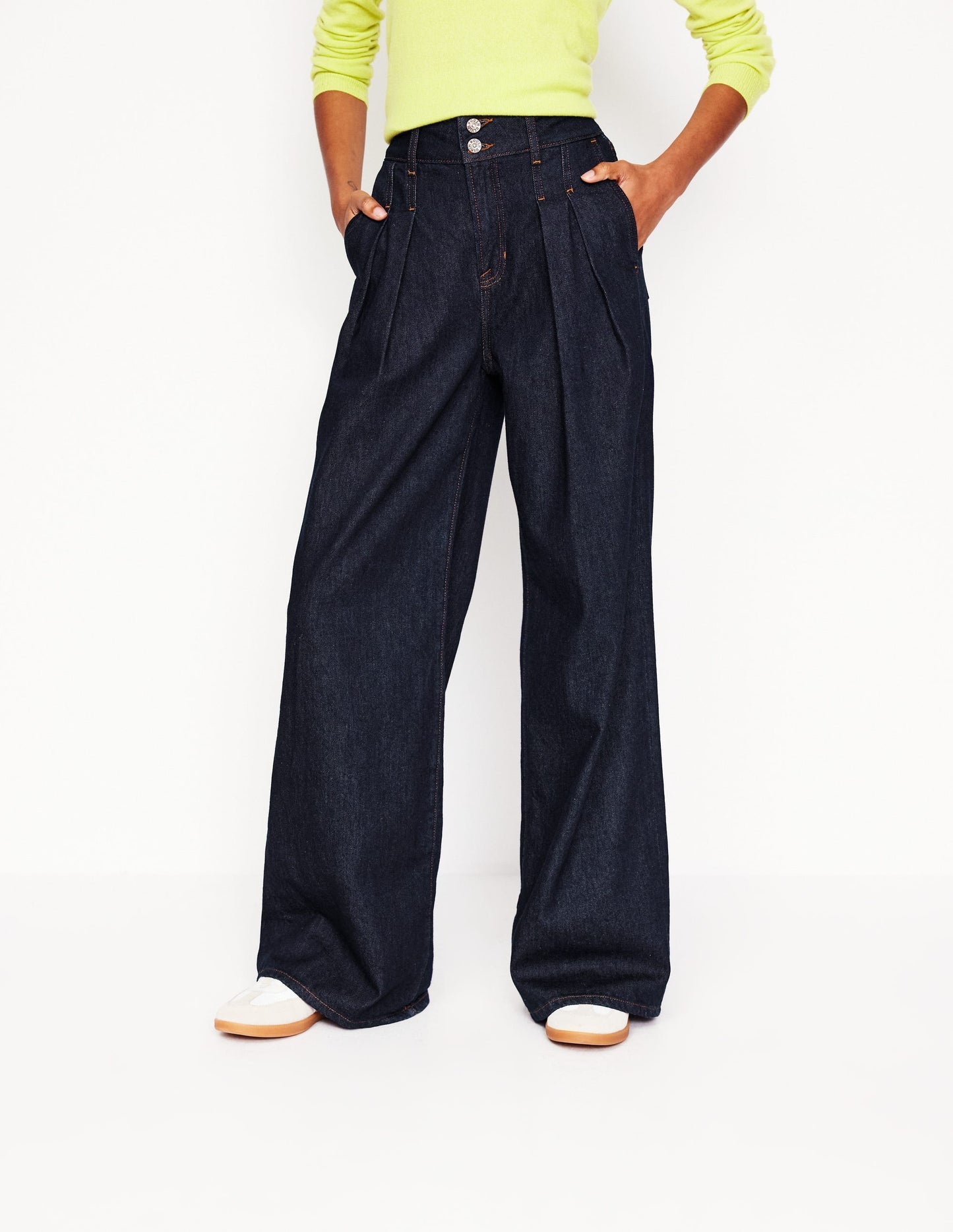 Mid Rise Fluid Denim Pants - Indigo Rinse