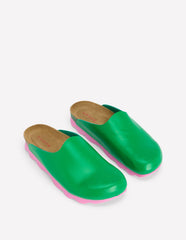 Lyla Colour Block Clogs - Rich Emerald