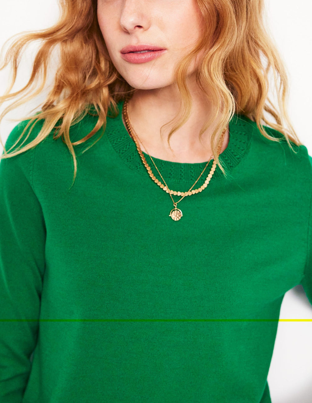 Emilia Cotton Crew Sweater - Rich Emerald