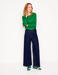 Emilia Cotton Crew Sweater - Rich Emerald
