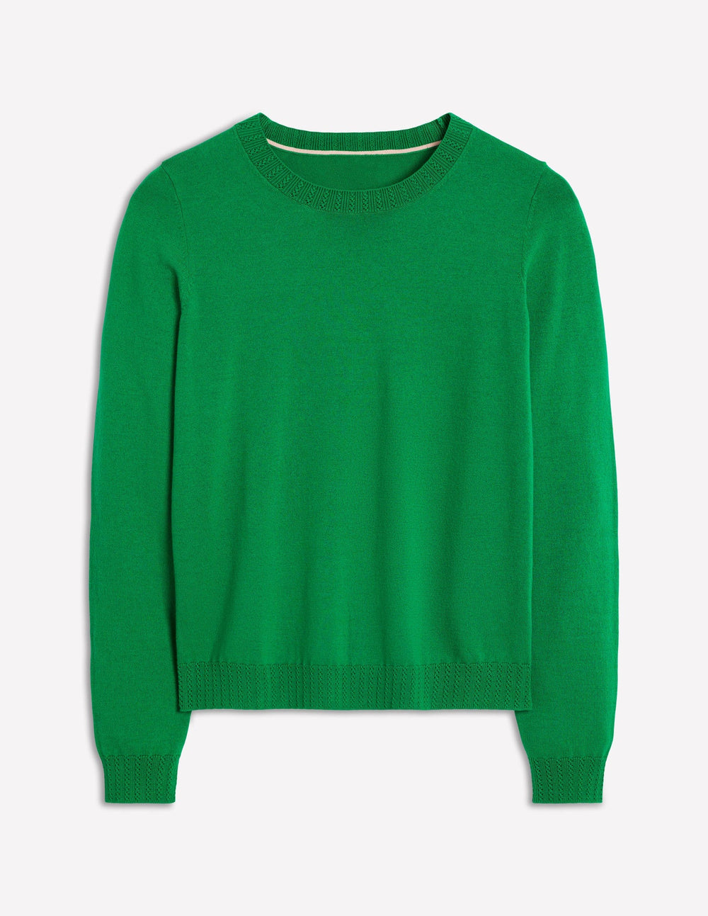 Emilia Cotton Crew Sweater - Rich Emerald