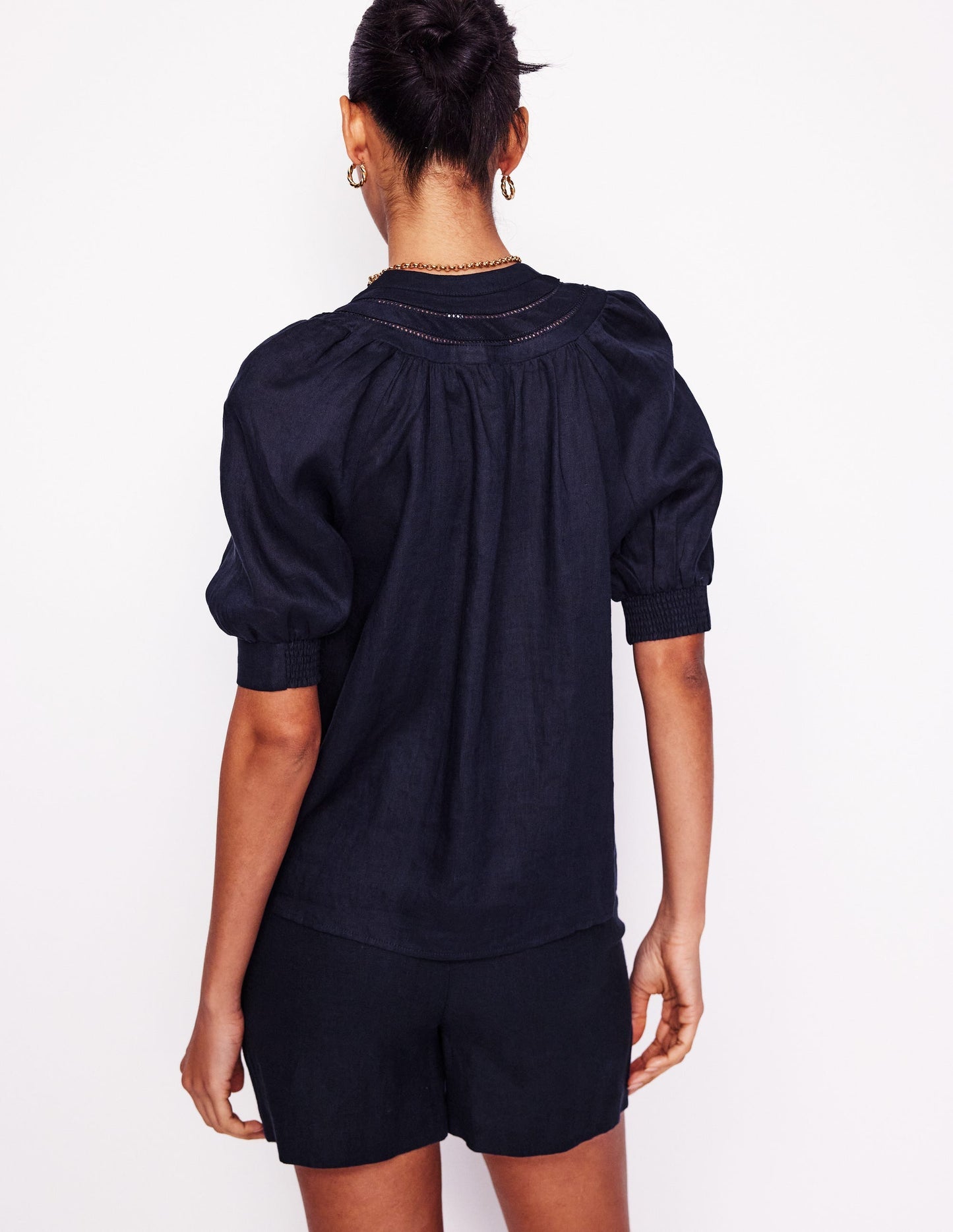 Bea Linen Top - Navy