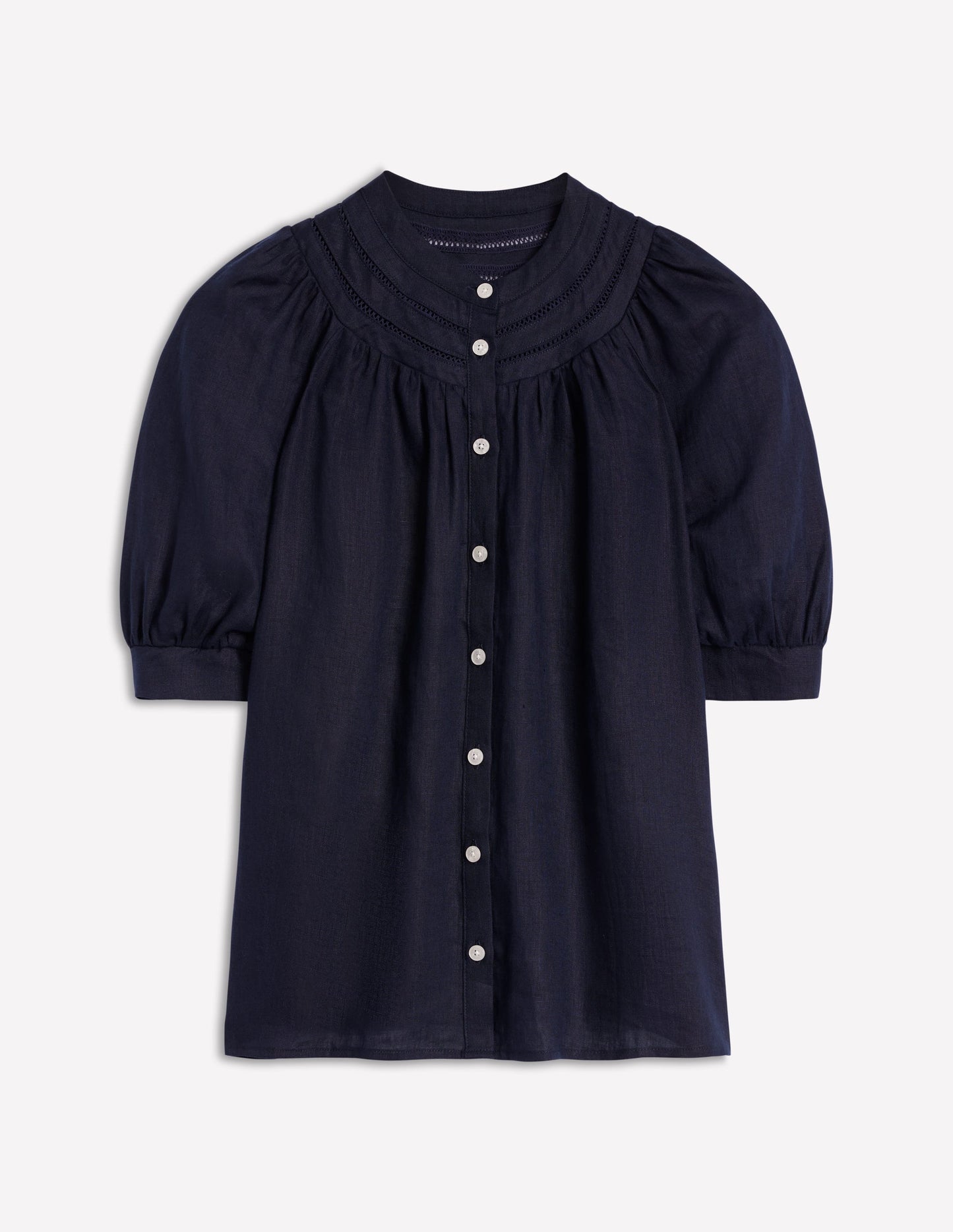 Bea Linen Top - Navy