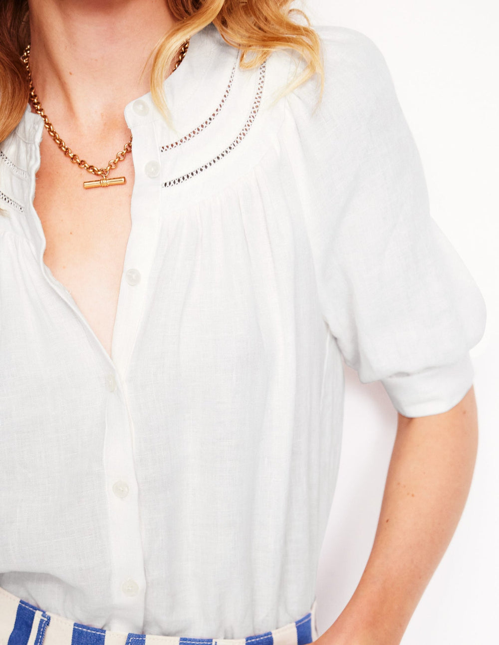 Bea Linen Top - White