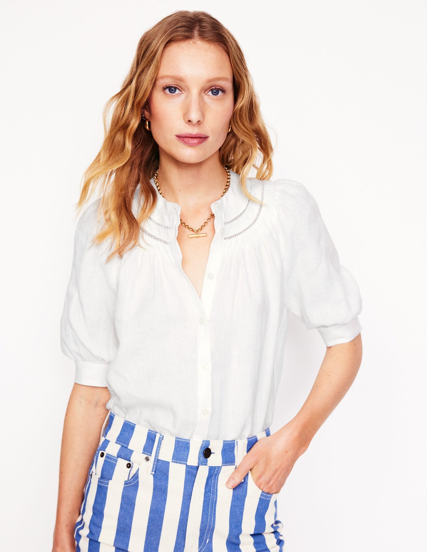 Bea Linen Top - White