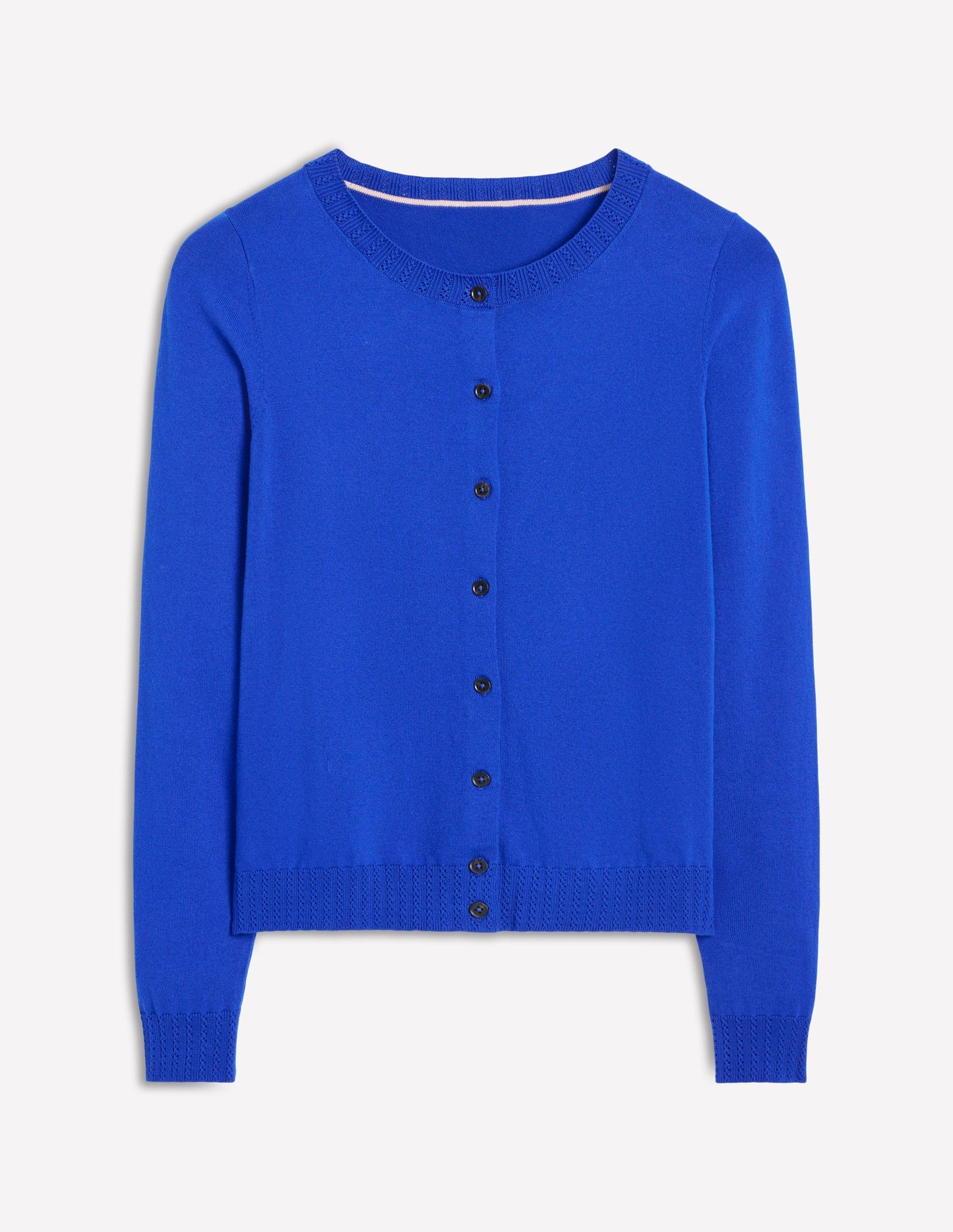 Emilia Cotton Crew Cardigan - Bright Blue