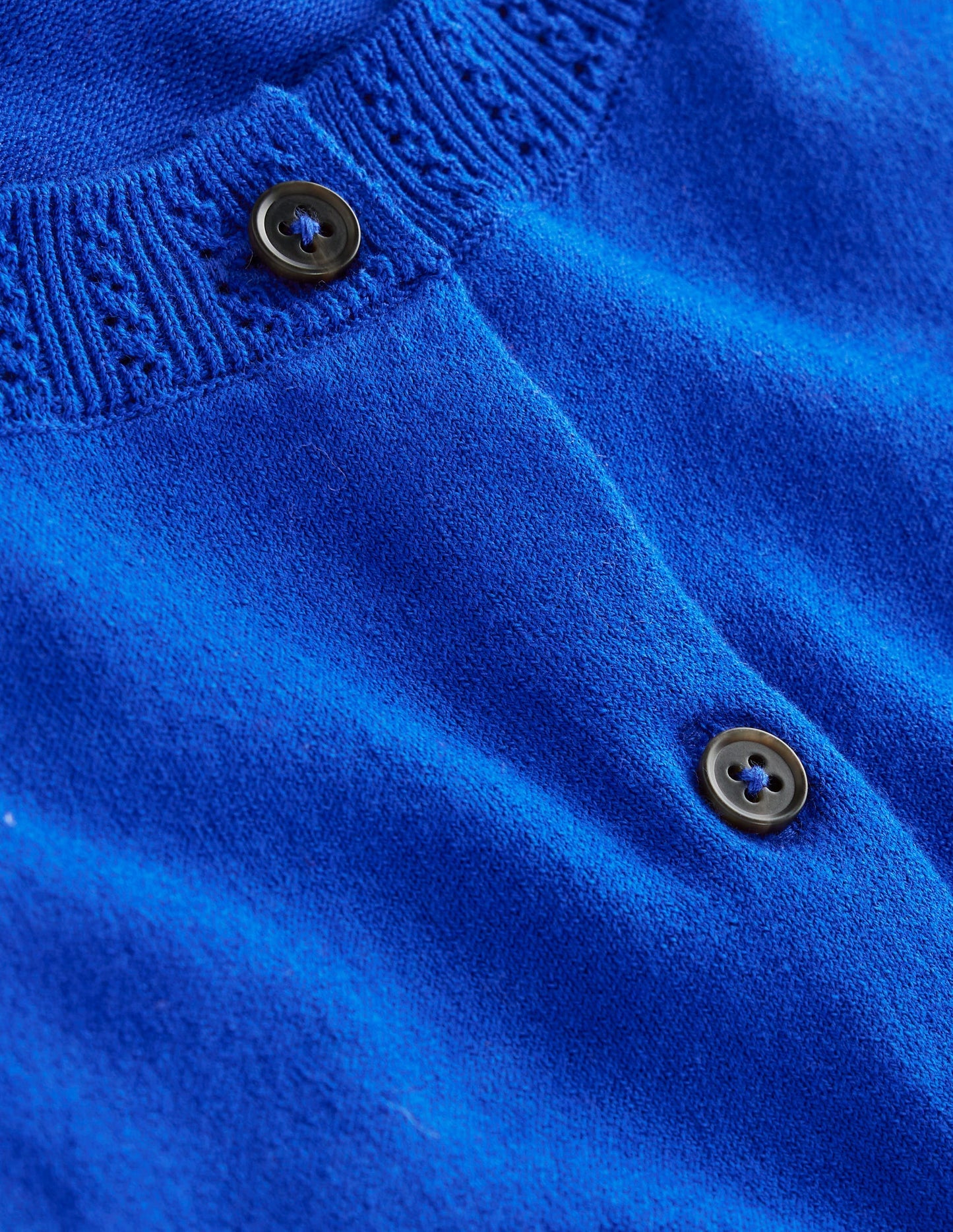 Emilia Cotton Crew Cardigan - Bright Blue