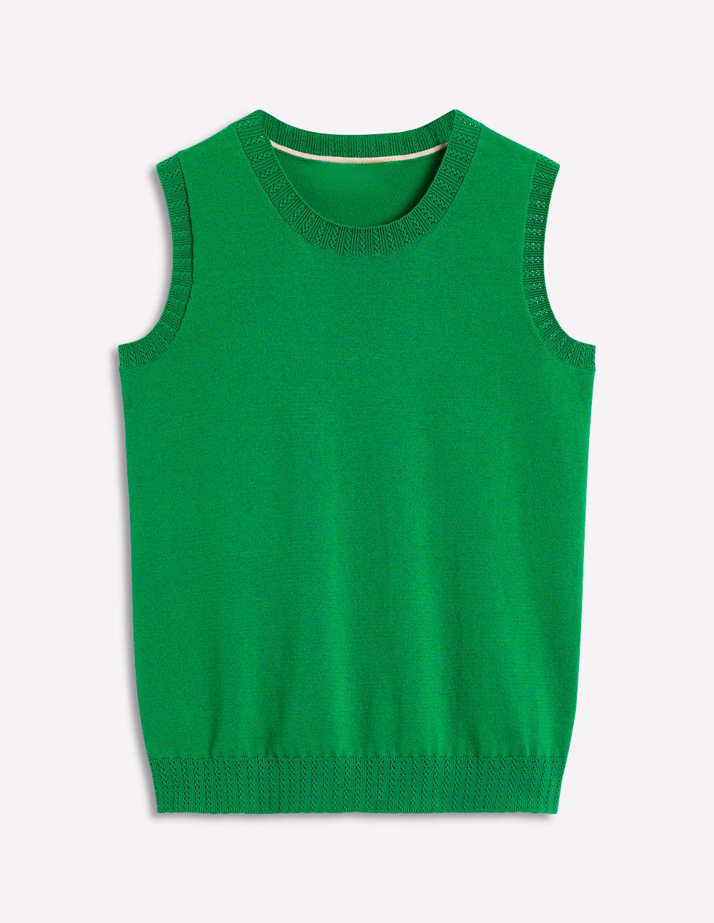 Emilia Cotton Crew Neck Vest - Rich Emerald