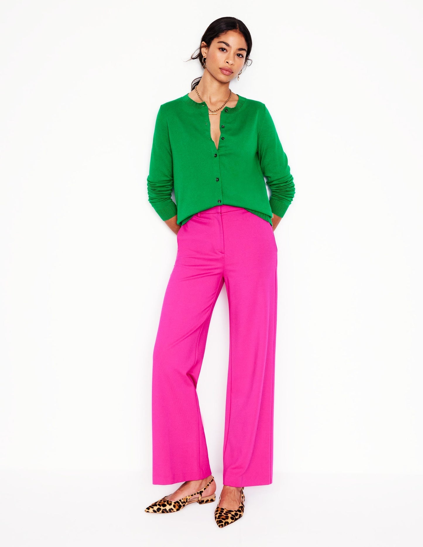Emilia Cotton Crew Cardigan - Rich Emerald