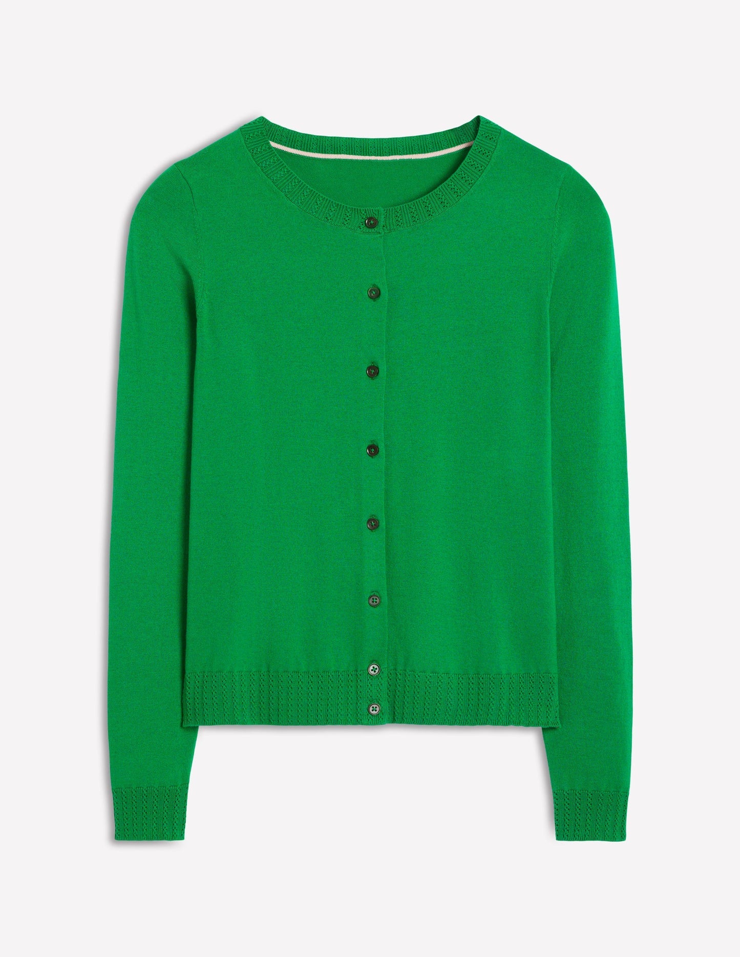Emilia Cotton Crew Cardigan - Rich Emerald