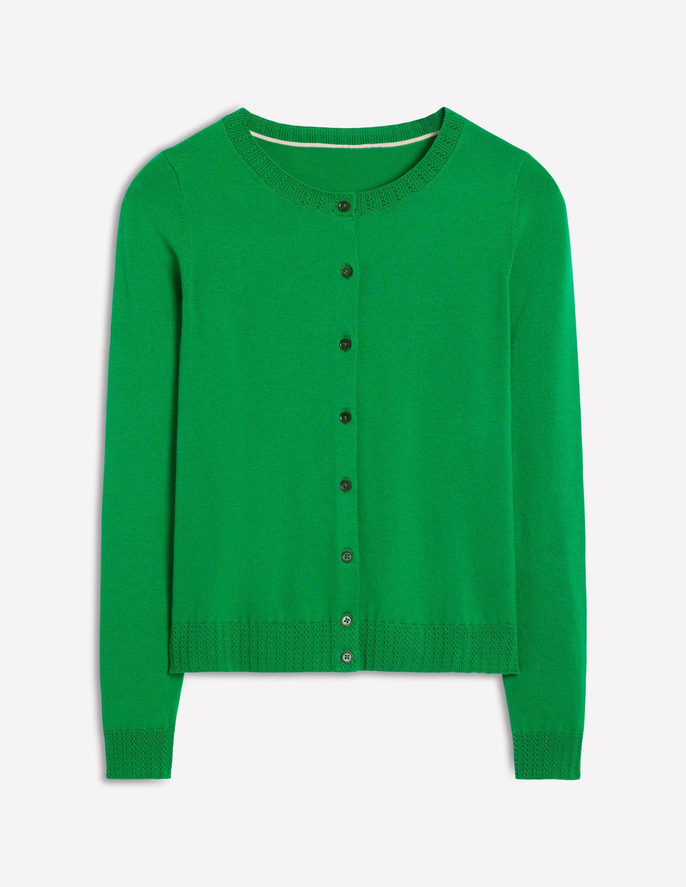 Emilia Cotton Crew Cardigan - Rich Emerald