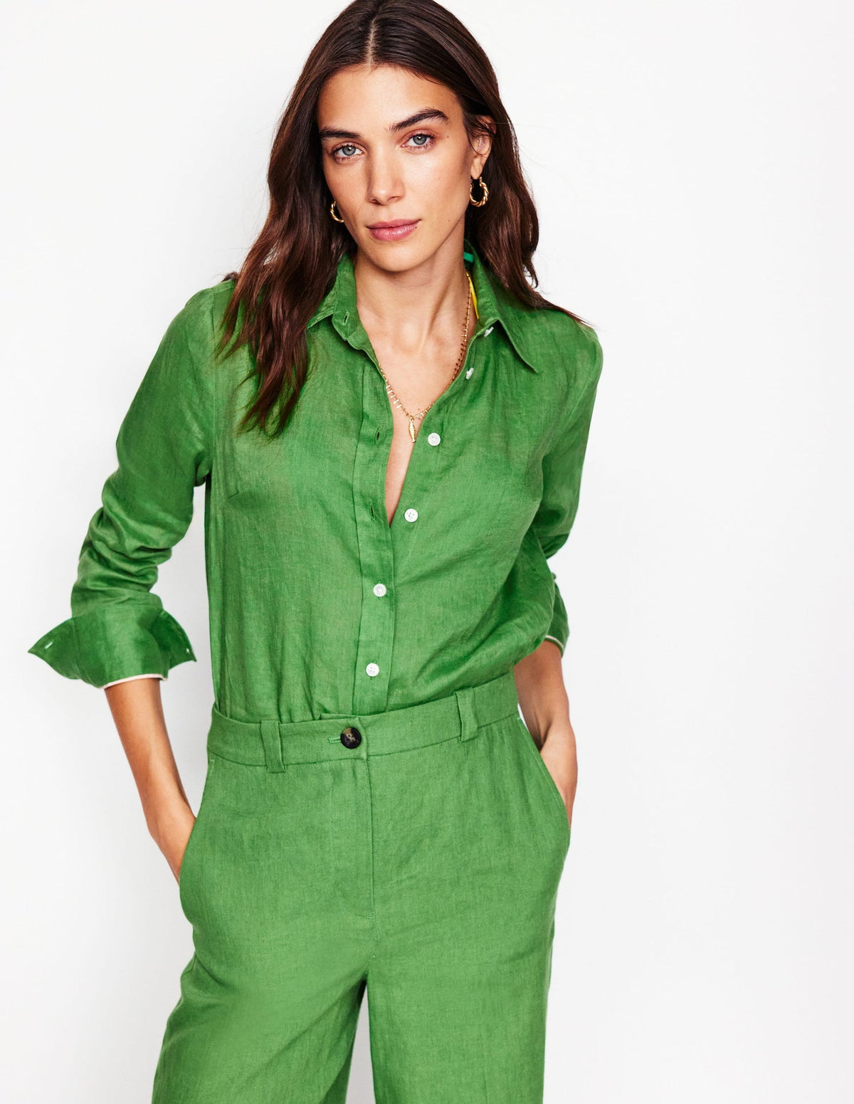 Sienna Linen Shirt - Paradise Green