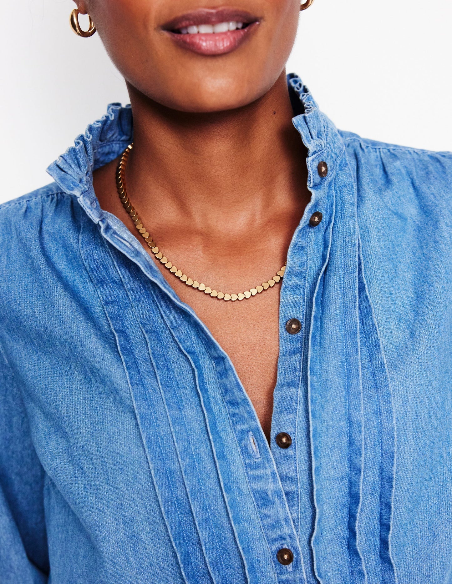 Metal Heart Necklace - Gold