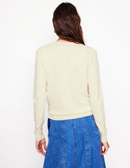 Emilia Cotton Crew Cardigan - Warm Ivory