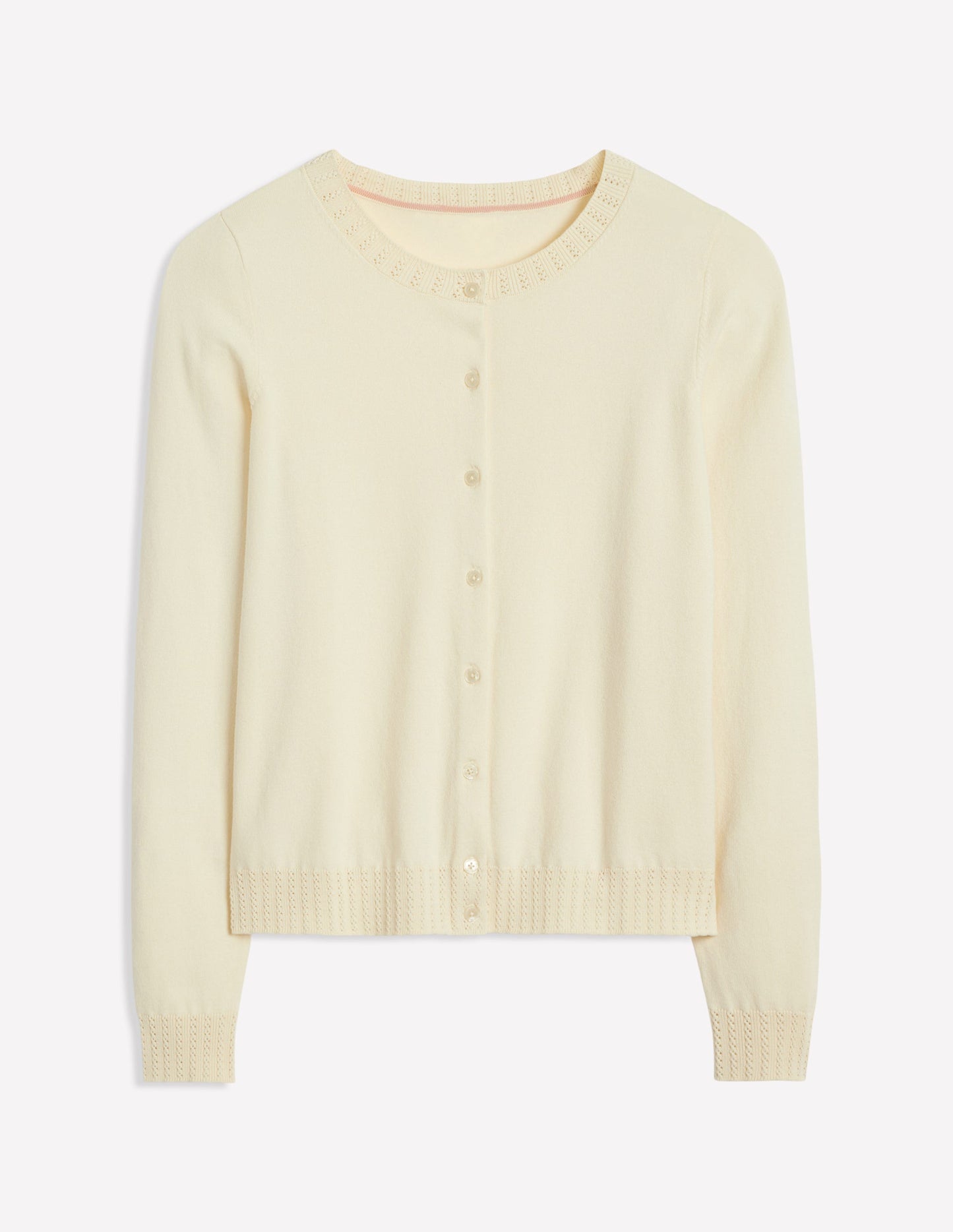 Emilia Cotton Crew Cardigan - Warm Ivory