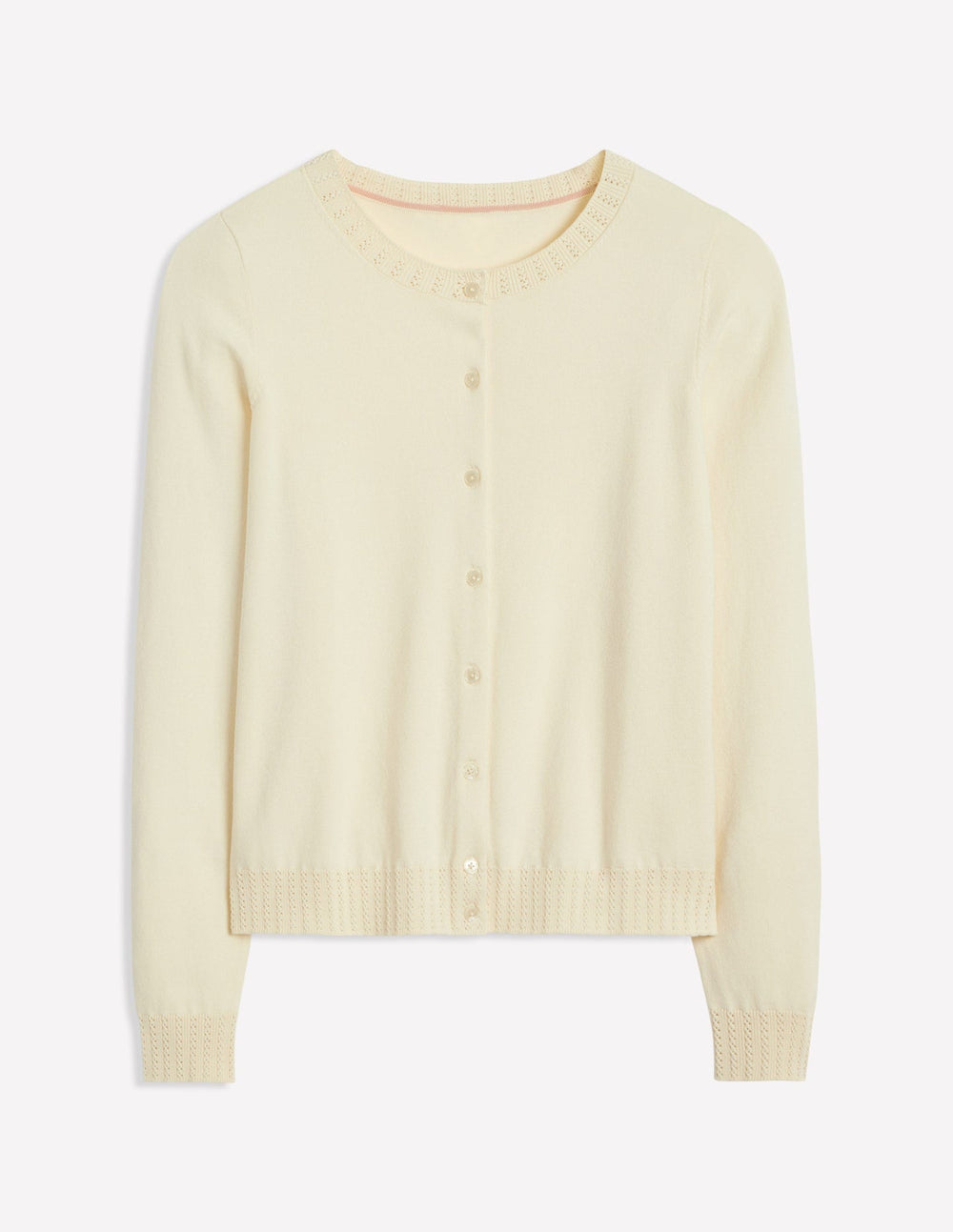 Emilia Cotton Crew Cardigan - Warm Ivory