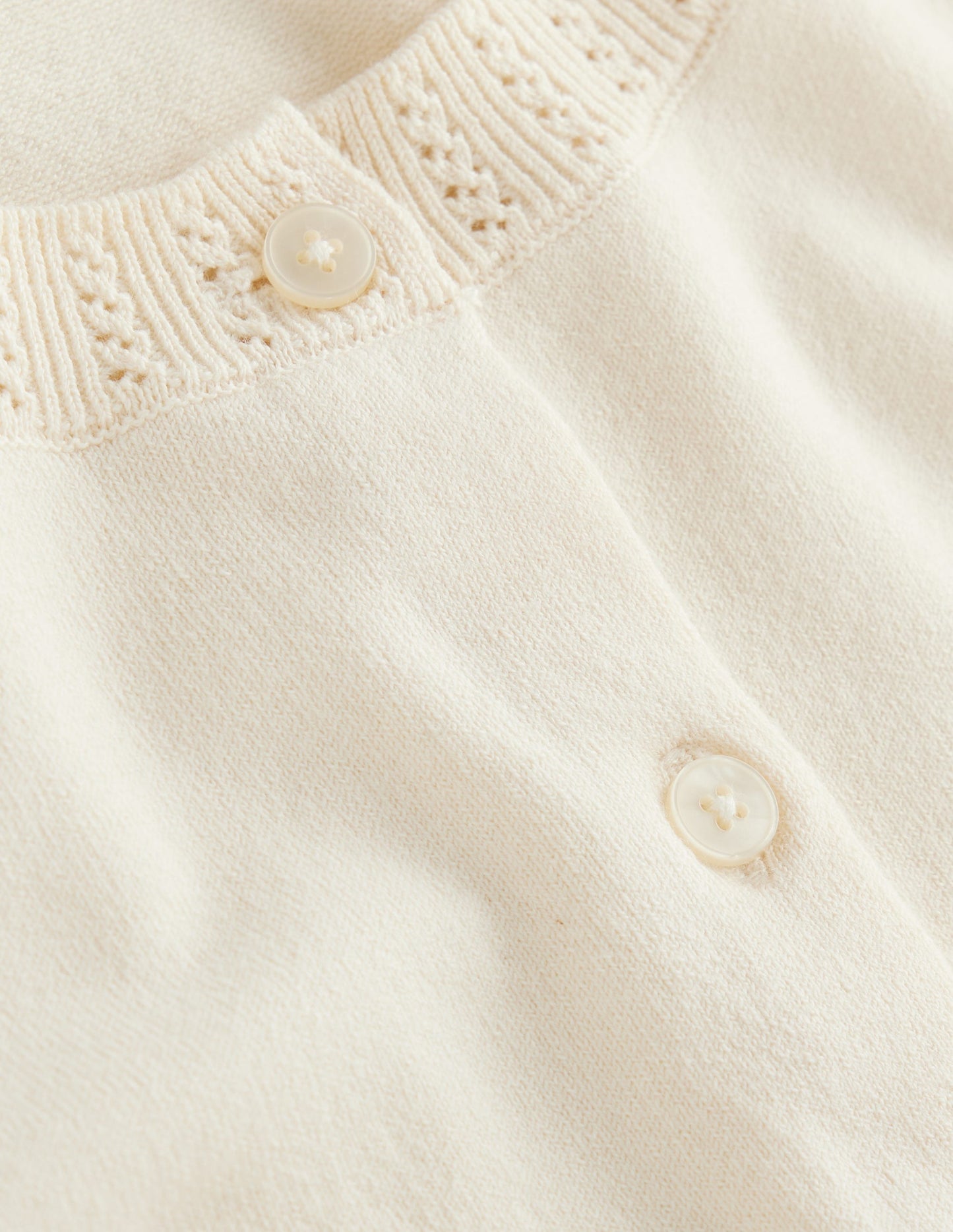 Emilia Cotton Crew Cardigan - Warm Ivory