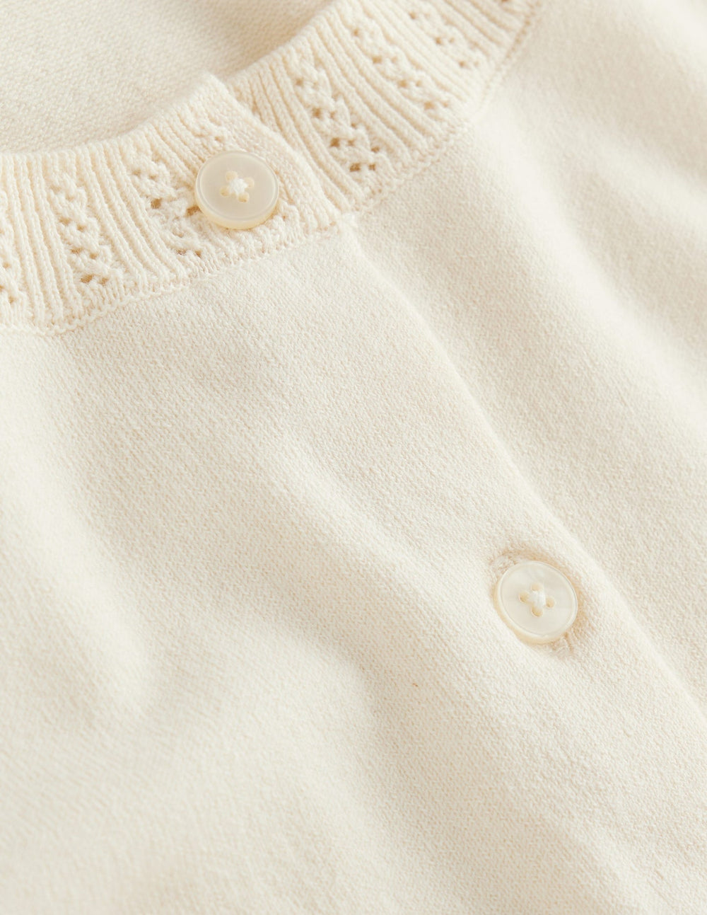 Emilia Cotton Crew Cardigan - Warm Ivory