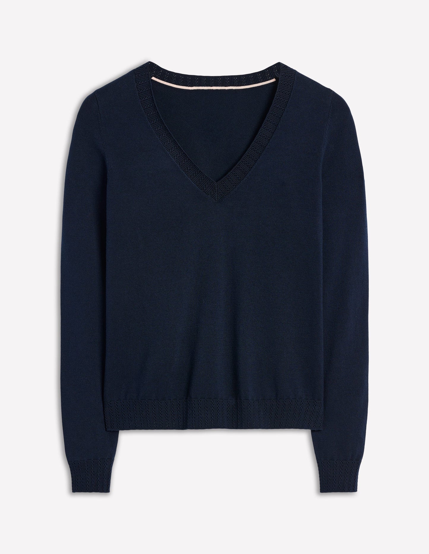 Emilia Cotton V Neck Sweater - Navy