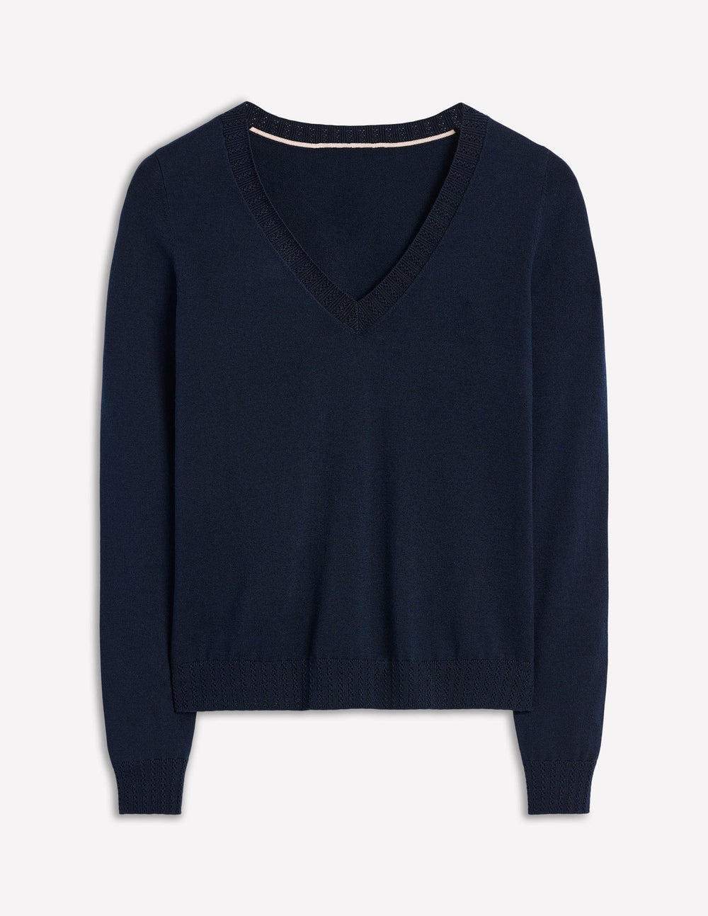 Emilia Cotton V Neck Sweater - Navy