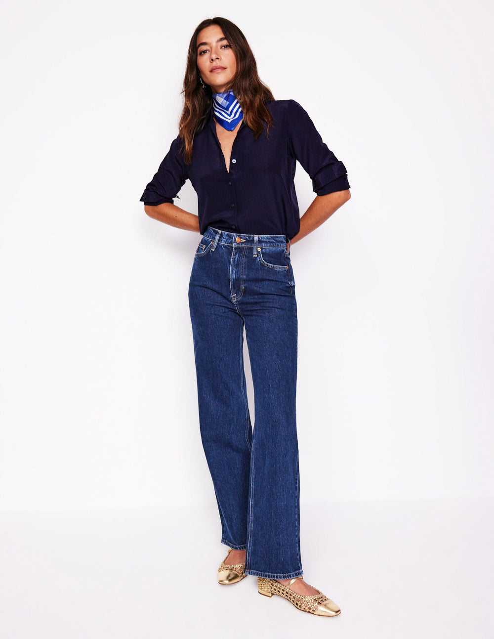 High Rise Column Leg Jeans - Dark Vintage