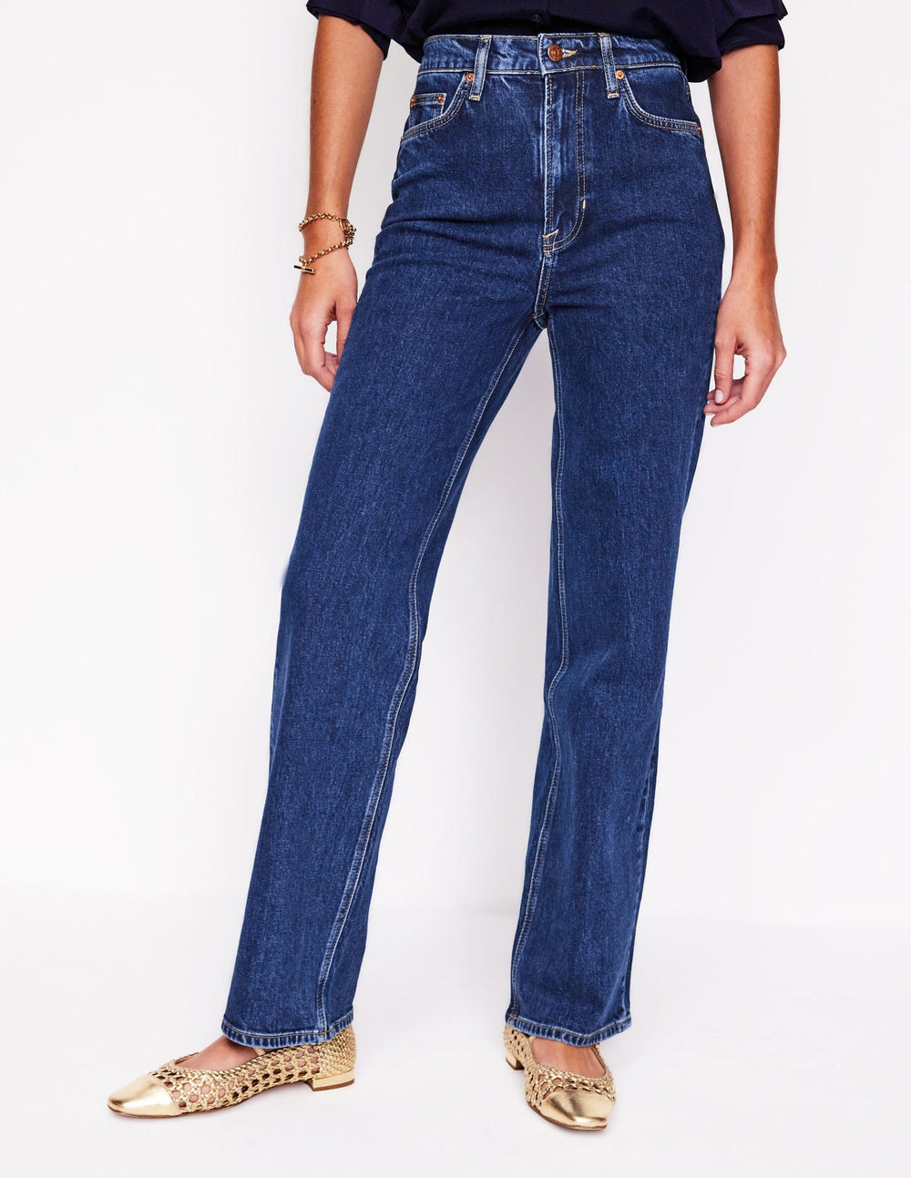 High Rise Column Leg Jeans - Dark Vintage