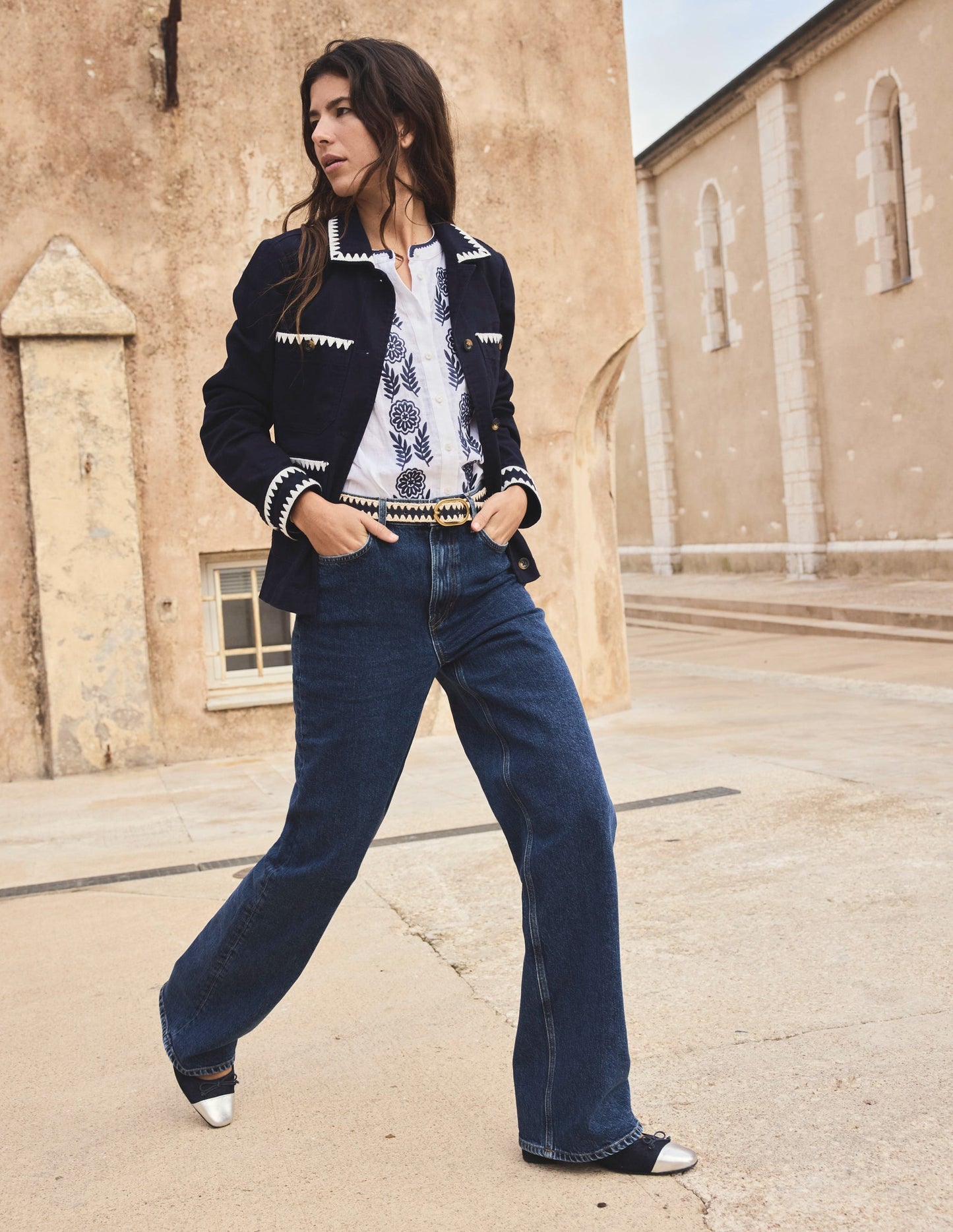 High Rise Column Leg Jeans - Dark Vintage