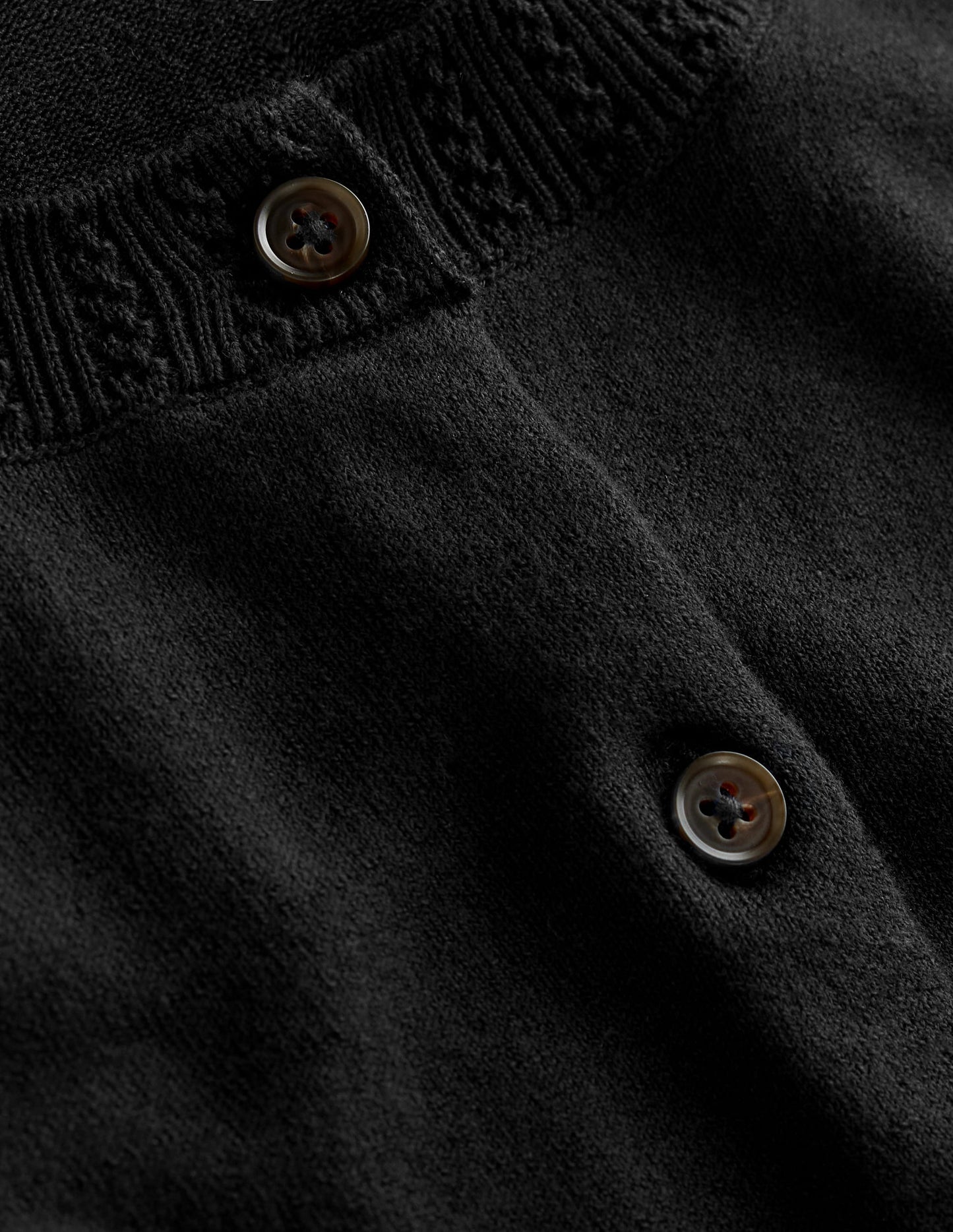 Emilia Cotton Crew Cardigan - Black