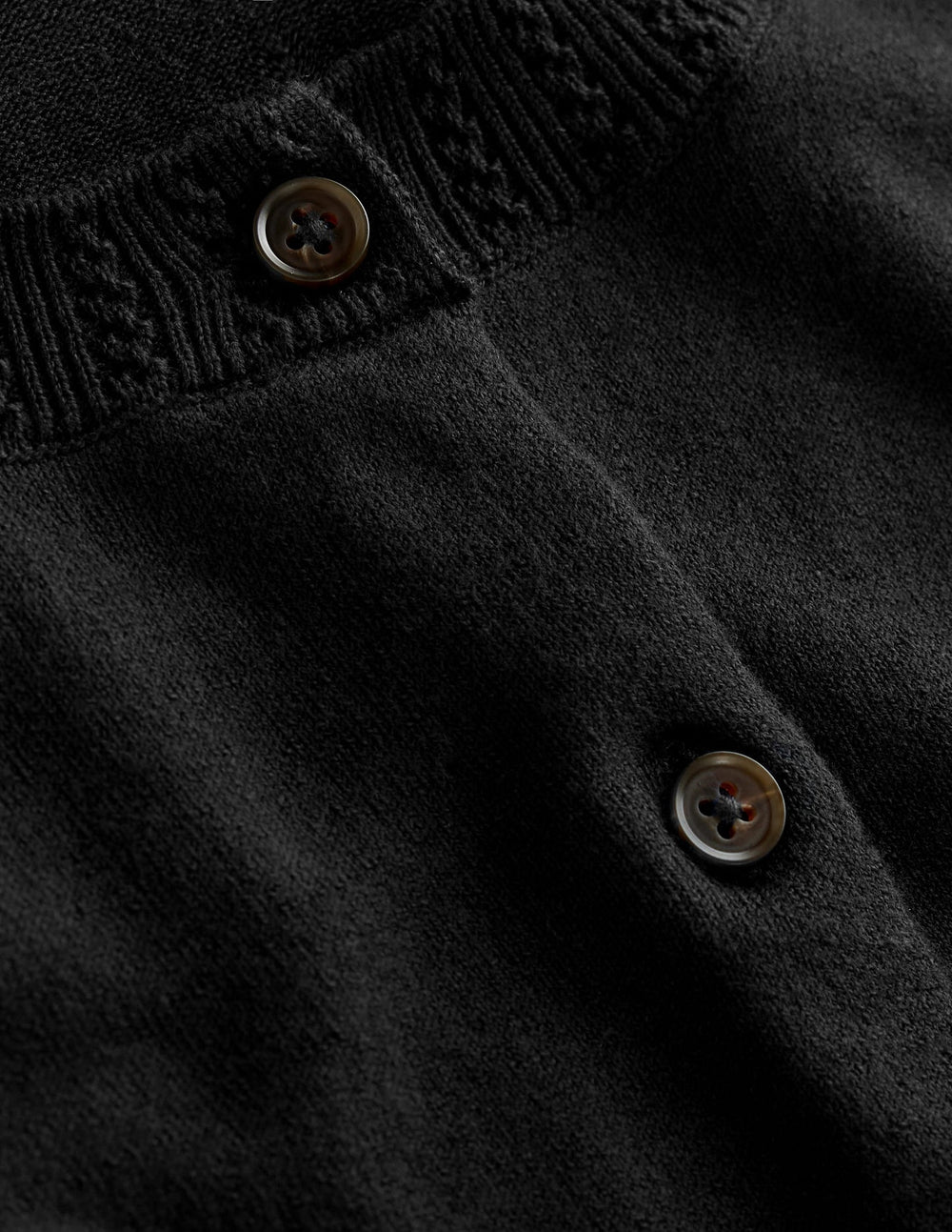Emilia Cotton Crew Cardigan - Black