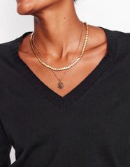 Emilia Cotton V Neck Sweater - Black