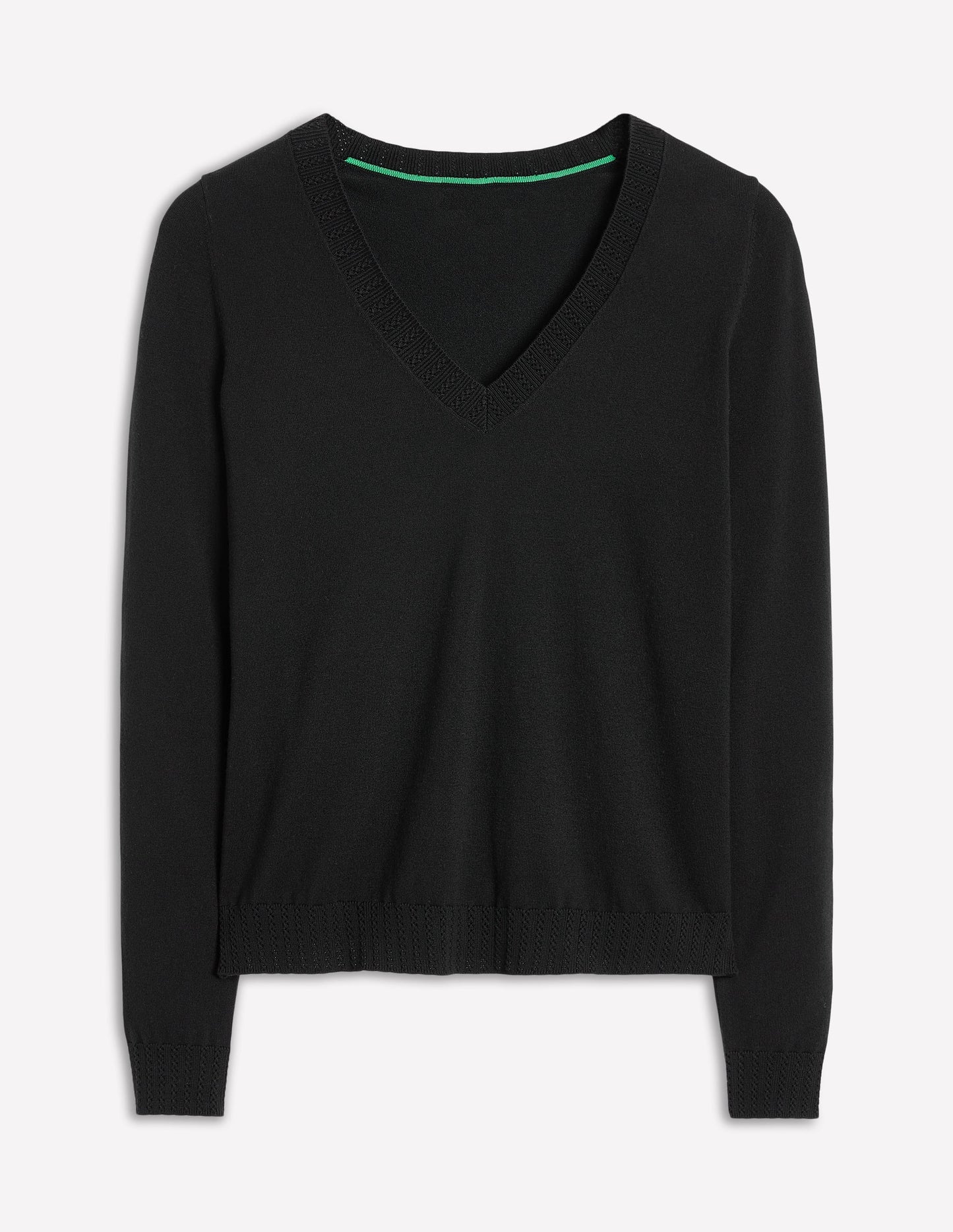 Emilia Cotton V Neck Sweater - Black