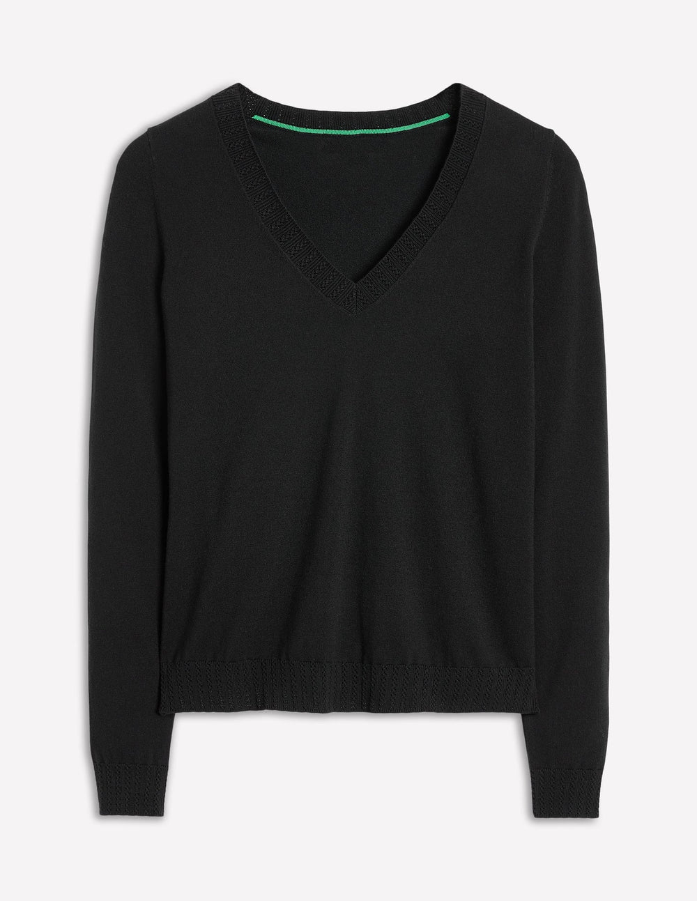 Emilia Cotton V Neck Sweater - Black
