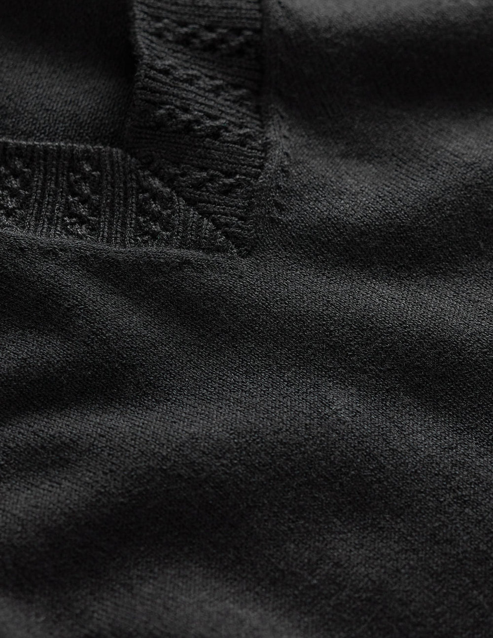 Emilia Cotton V Neck Sweater - Black