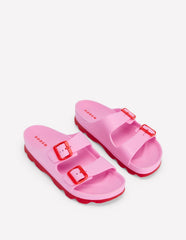 Lyla Double Buckle Sliders - Soft Pink