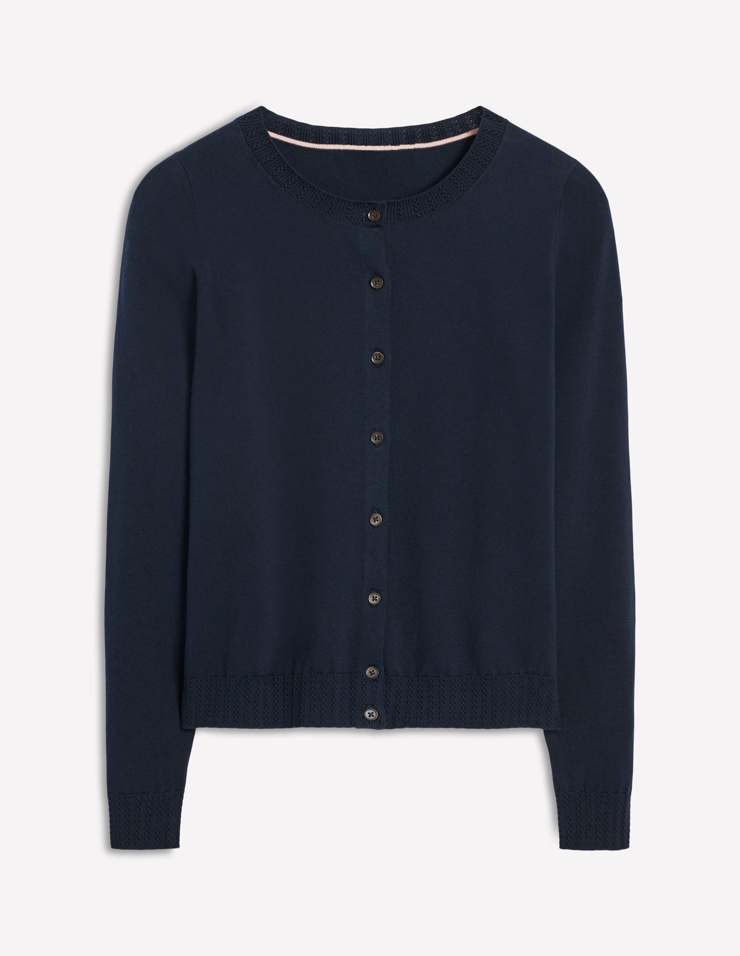 Emilia Cotton Crew Cardigan - Navy