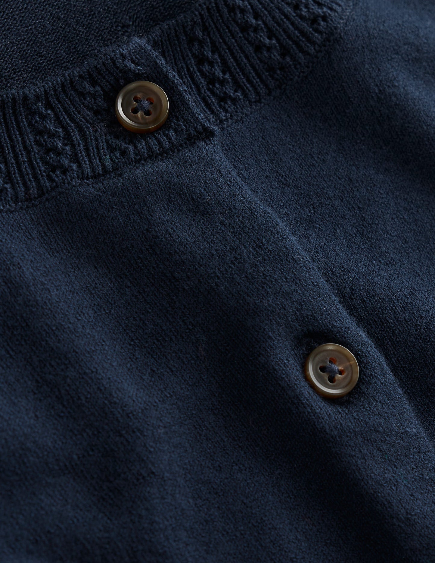 Emilia Cotton Crew Cardigan - Navy