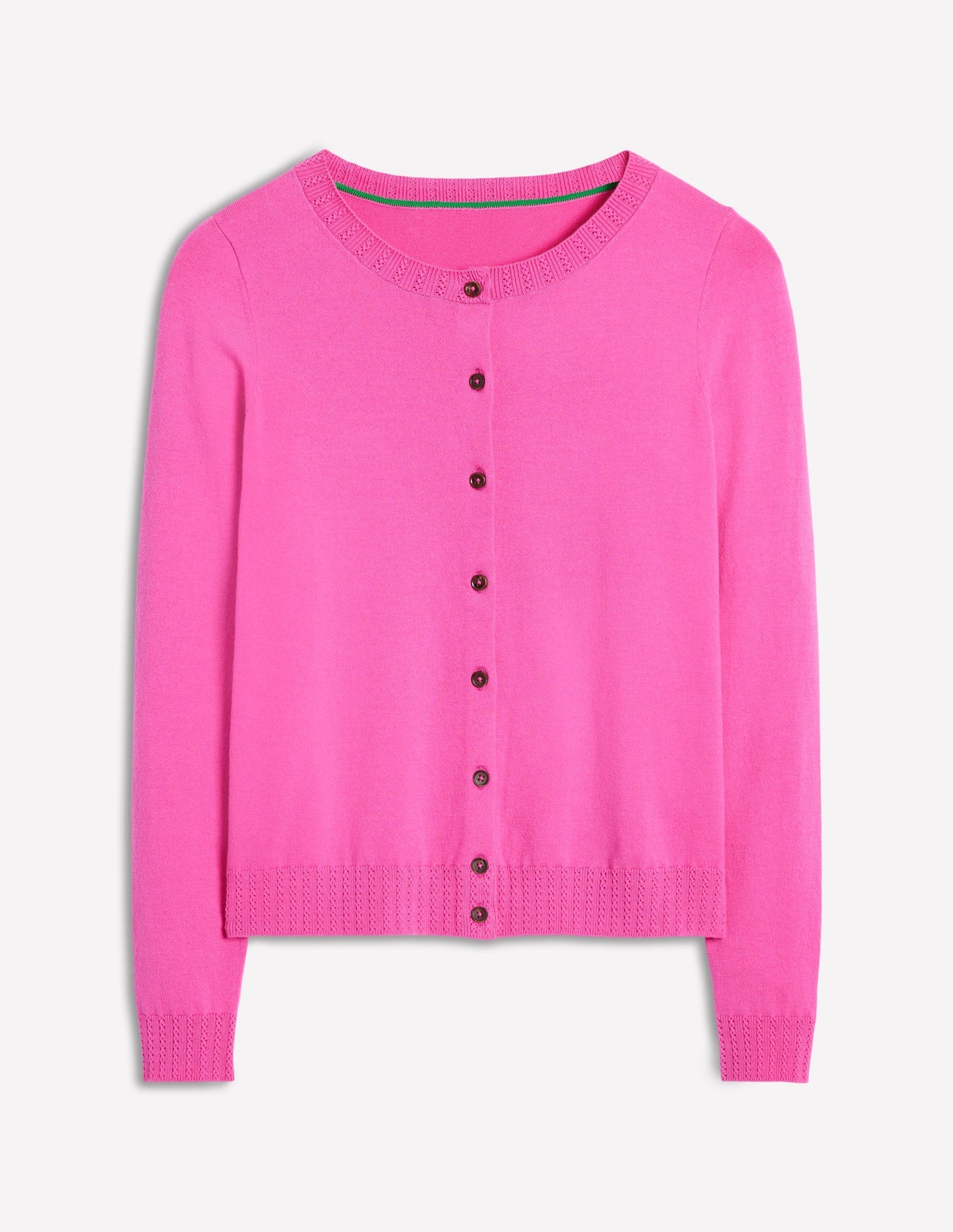 Emilia Cotton Crew Cardigan - Tickled Pink